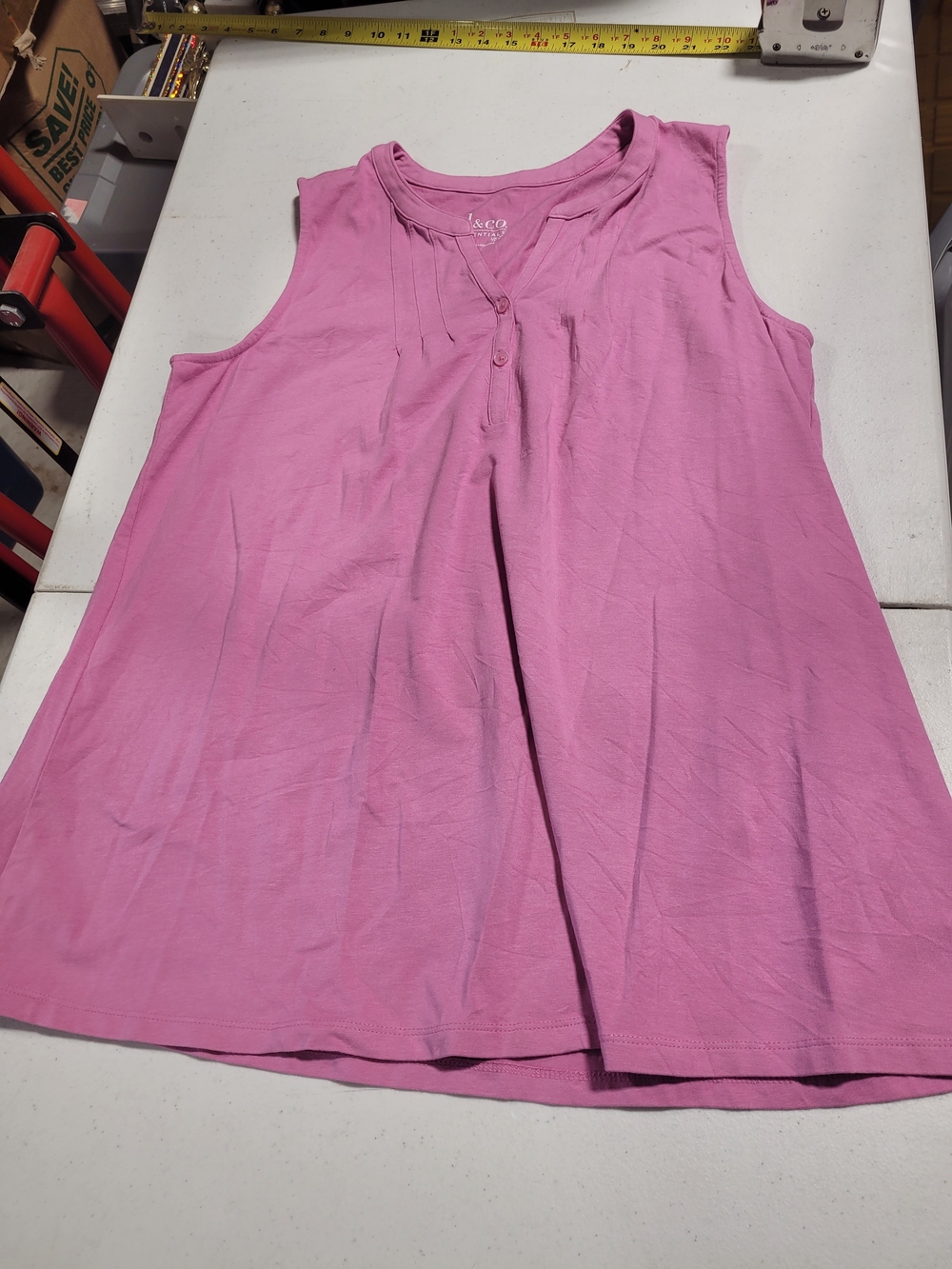 Lee Women's Pink Sleeveless Henley Tank